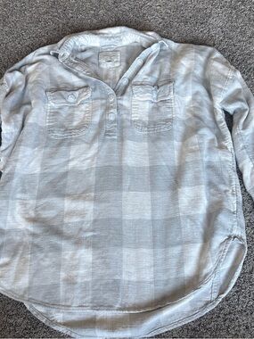 American Eagle Outfitters Light Blue Plaid Button-Down Shirt